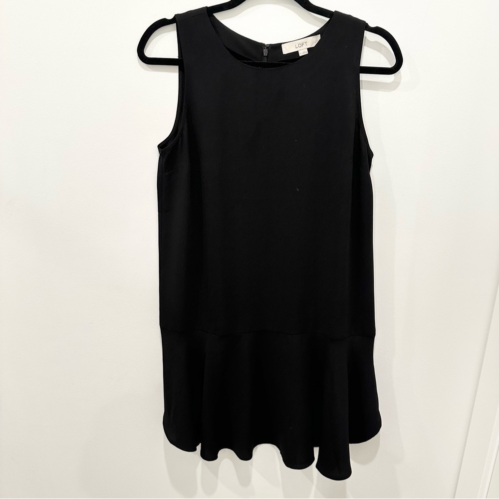 Loft Little Black Drop Waist Flounce Dress Size 6